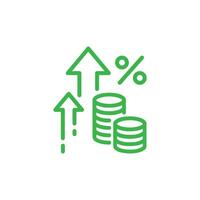 eps10 verde inflación línea Arte icono aislado en blanco antecedentes. dinero impuesto Velocidad signo. financiero interesar símbolo. calidad diseño elemento. lineal estilo inflación icono. editable ataque. vector