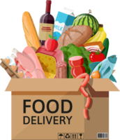 Cardboard box with fresh products. png