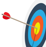 Target with arrow in center. Goal setting. png