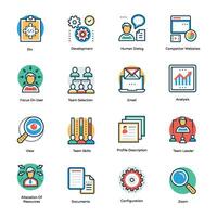 Project and Corporate Management Flat Vector Icons Set