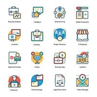 Project and Business Management Flat Vector Icons Set