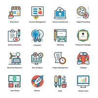 Project and Ecommerce Flat Vector Icons Set