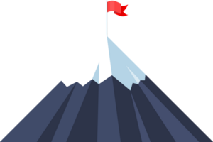 Flag on peak of mountain. png