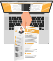 Job resume document out from laptop png