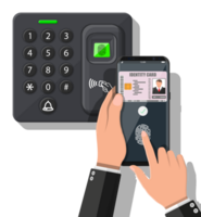 Password and fingerprint security device with hand png