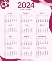 2024 agua color calendario modelo vector