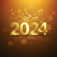 2024 Happy new year golden design vector