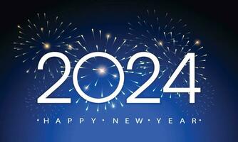 New Year 2024 celebration template with fireworks vector