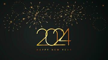 Happy New Year 2024 with fireworks background vector