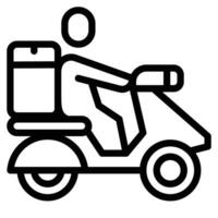 delivery bike icon line outline vector sign symbol graphic illustration