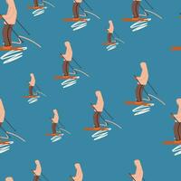 Seamless pattern of skier. vector