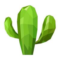 Polygonal green cactus. Minimalist low poly art style. vector