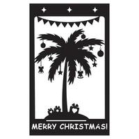 Christmas Card template with decorated palm tree and gifts, papercut style, file cutting vector