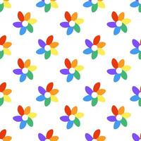 Seamless Pattern with LGBT Rainbow flower. LGBTQ. Symbol of the LGBT pride community. Vector illustration.