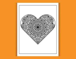 Heart Mandala Coloring Page Design Template vector