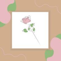 Line art drawing of Decorative beautiful English garden rose with leaves and color spots on the Decorative background vector