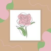 Line art drawing of Decorative beautiful English garden rose with leaves and color spots on the Decorative background vector