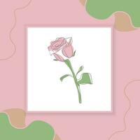 línea Arte dibujo de decorativo hermosa Inglés jardín Rosa con hojas y color lugares en el decorativo antecedentes vector