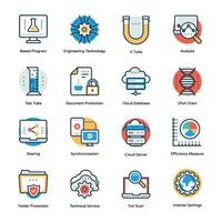 Lab Technology Flat Vector Icons Set