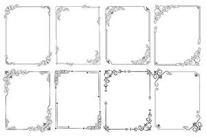 Set of Decorative vintage corner shape frames and borders. floral ornamental frame. Calligraphic frame and page decoration. Vector illustration