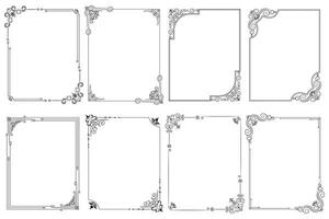 Set of Decorative vintage corner shape frames and borders. floral ornamental frame. Calligraphic frame and page decoration. Vector illustration