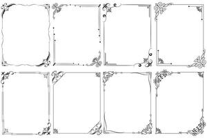 Set of Decorative vintage corner shape frames and borders. floral ornamental frame. Calligraphic frame and page decoration. Vector illustration