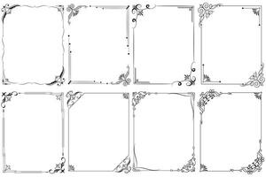 Set of Decorative vintage corner shape frames and borders. floral ornamental frame. Calligraphic frame and page decoration. Vector illustration