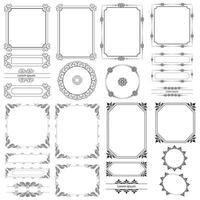Set of Decorative vintage corner shape frames and borders. floral ornamental frame. Calligraphic frame and page decoration. Vector illustration
