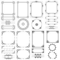 Set of Decorative vintage corner shape frames and borders. floral ornamental frame. Calligraphic frame and page decoration. Vector illustration