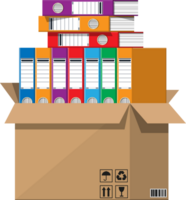 Pile of documents file folders and cardboard box png