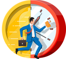 Businessman is running on dollar coin clock. png