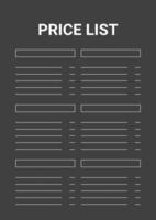 Grey minimalist price list page for notes. price list. photo