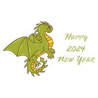 Green dragon soars in air. 2024 New Year Vector