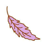 Flying purple feather doodle vector clip art