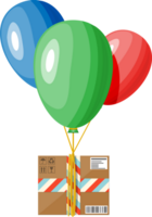 ar balões e cartão caixa pacote. png