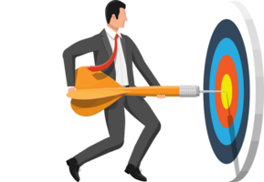 Businessman aim arrow to target. png