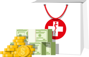 Medicine bag and money png