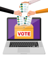 Ballot box, document with candidates on laptop png