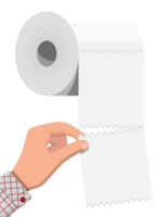 White roll of toilet paper and hand. png