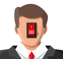 Businessman with power switch in head. png