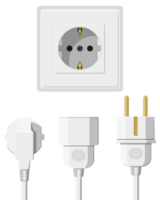 eléctrico toma de corriente con varios conectado cabos png