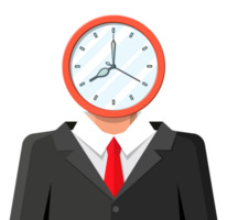 Clock on businessman head. Clock face. png