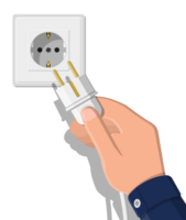 Electrical outlet and hand with plug. png