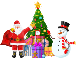 Christmas tree balls gift boxes santa and snowman png