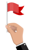 Red flag on metal flagpole in hand png