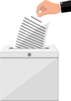 Ballot box. Container with lock full of documents png