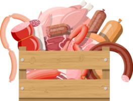 Wooden box full of meat. png