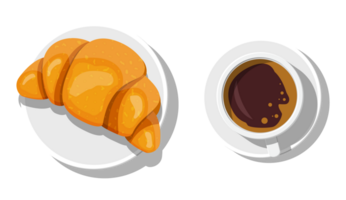 Coffee cup and french croissant. png