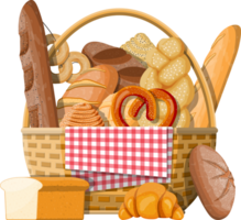 Bread and wicker basket. png