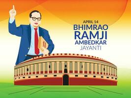 illustration of Dr Bhimrao Ramji Ambedkar with Constitution of India for Ambedkar Jayanti on 14 April vector